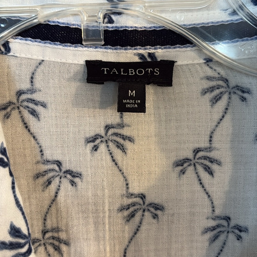 Talbots Palm Tree Print Shirt Dress - Picture 2 of 9